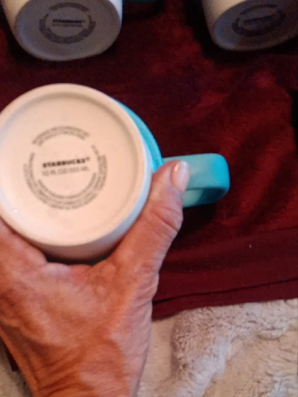 Stackable Teal Ceramic Mugs - Set of 5